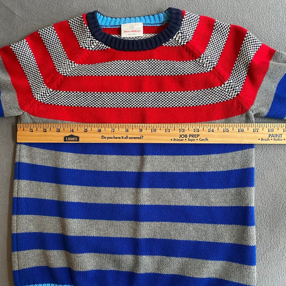 Hanna Andersson Stripe Elbow Patch Cotton Pullover Sweater Kids 150 / 12 US - Picture 8 of 13